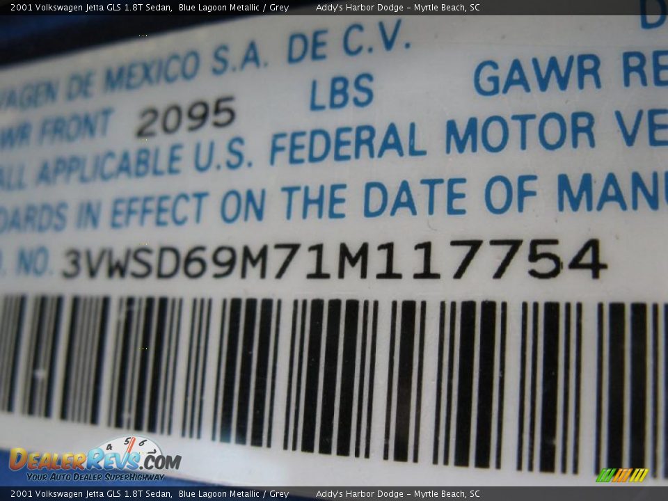 2001 Volkswagen Jetta GLS 1.8T Sedan Blue Lagoon Metallic / Grey Photo #25