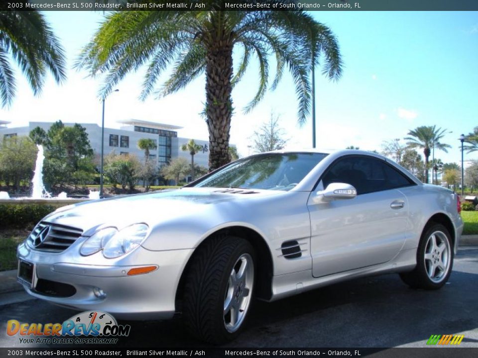 2003 Mercedes-Benz SL 500 Roadster Brilliant Silver Metallic / Ash Photo #2