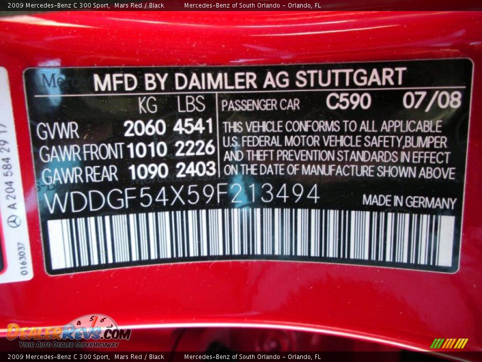 2009 Mercedes-Benz C 300 Sport Mars Red / Black Photo #25