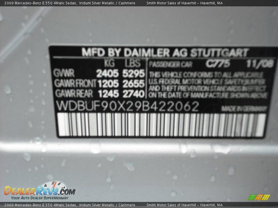 2009 Mercedes-Benz E 550 4Matic Sedan Iridium Silver Metallic / Cashmere Photo #12