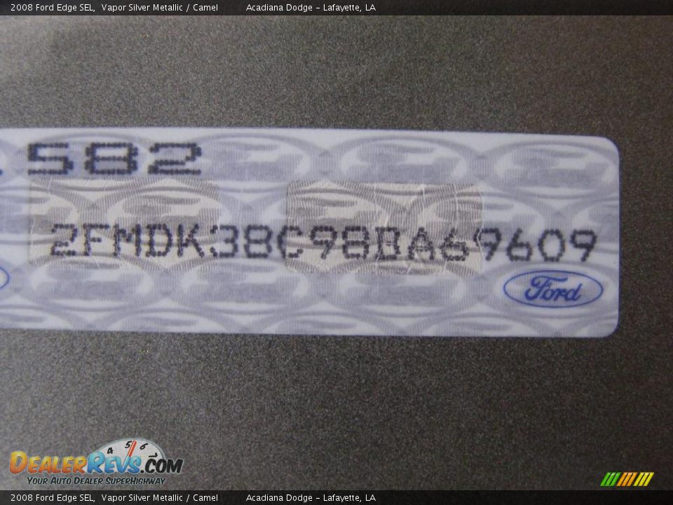 2008 Ford Edge SEL Vapor Silver Metallic / Camel Photo #13