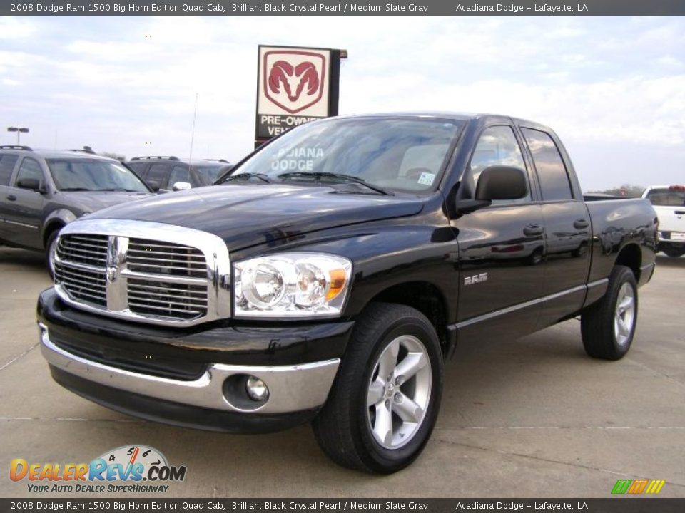 2008 Dodge Ram 1500 Big Horn Edition Quad Cab Brilliant Black Crystal Pearl / Medium Slate Gray Photo #1