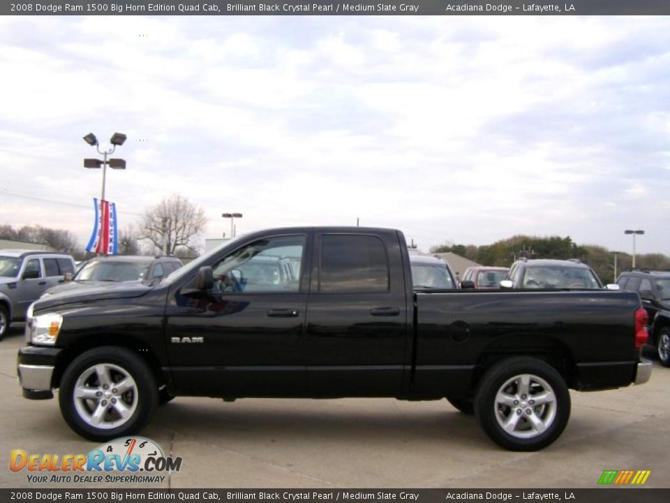 2008 Dodge Ram 1500 Big Horn Edition Quad Cab Brilliant Black Crystal Pearl / Medium Slate Gray Photo #2