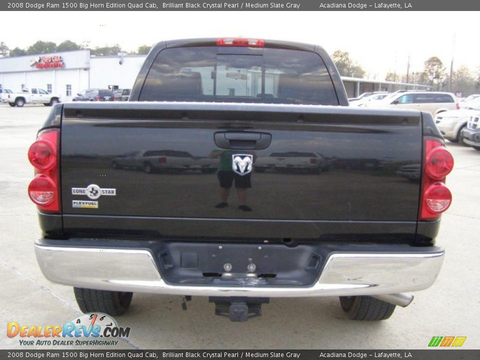 2008 Dodge Ram 1500 Big Horn Edition Quad Cab Brilliant Black Crystal Pearl / Medium Slate Gray Photo #4