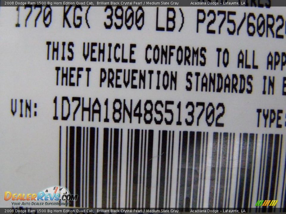 2008 Dodge Ram 1500 Big Horn Edition Quad Cab Brilliant Black Crystal Pearl / Medium Slate Gray Photo #13