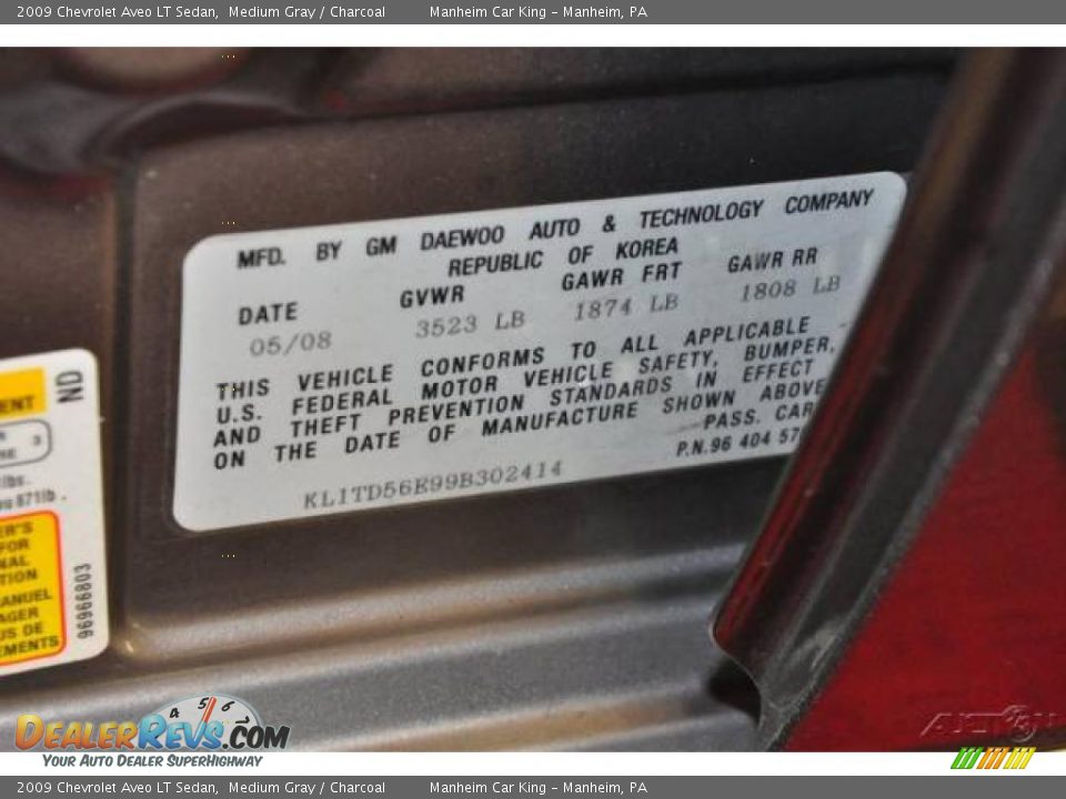 2009 Chevrolet Aveo LT Sedan Medium Gray / Charcoal Photo #11