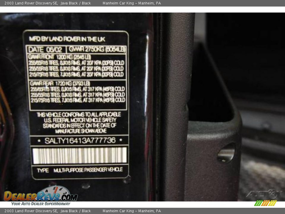 2003 Land Rover Discovery SE Java Black / Black Photo #12