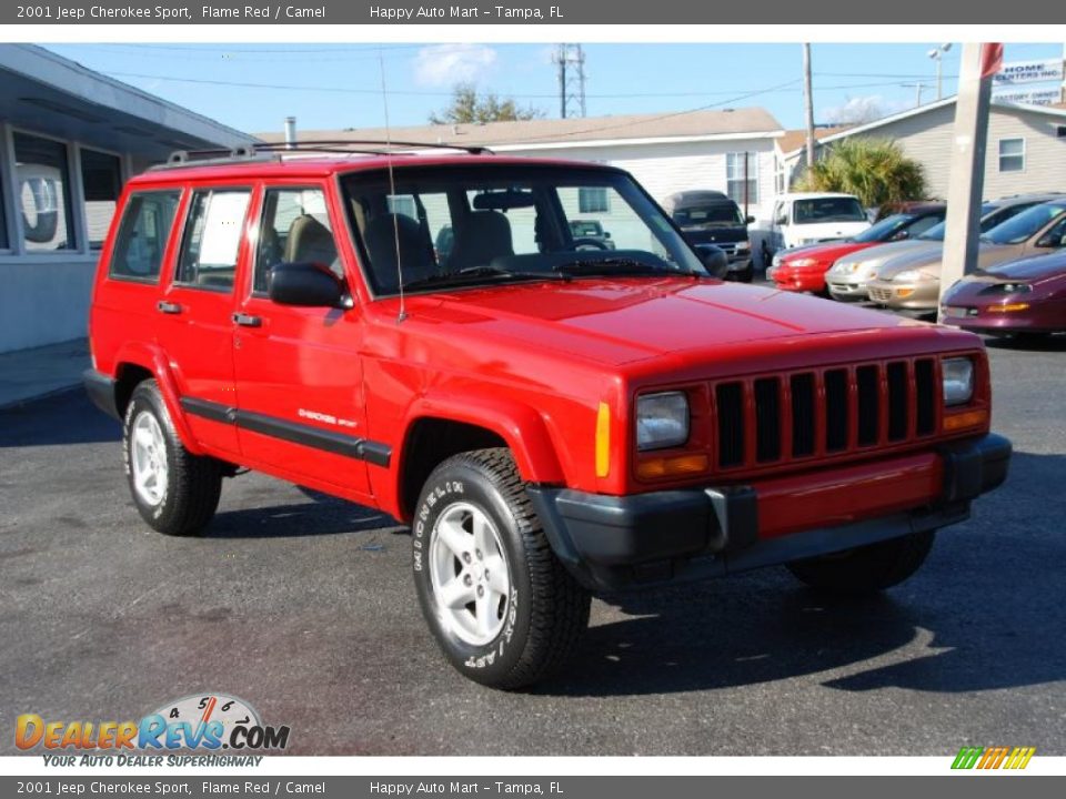 2001 Jeep Cherokee Sport Flame Red / Camel Photo #2