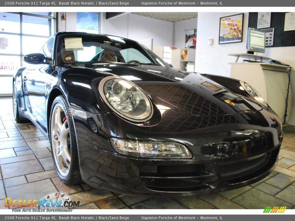 2008 Porsche 911 Targa 4S Basalt Black Metallic / Black/Sand Beige Photo #7