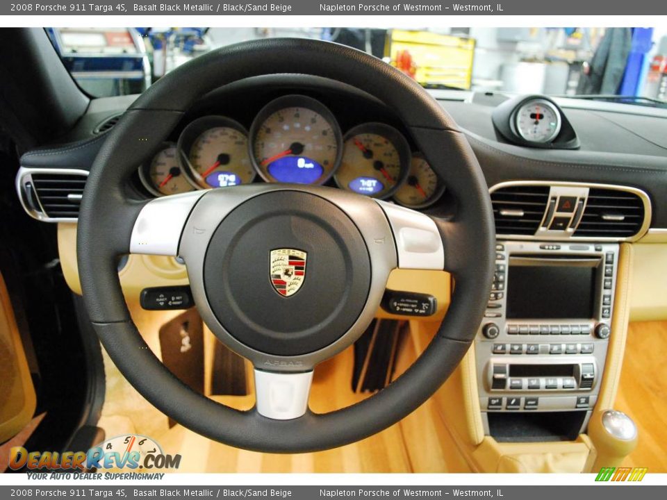 2008 Porsche 911 Targa 4S Basalt Black Metallic / Black/Sand Beige Photo #17