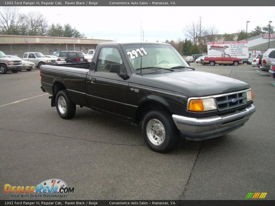 1993 Ford Ranger XL Regular Cab Raven Black / Beige Photo #2