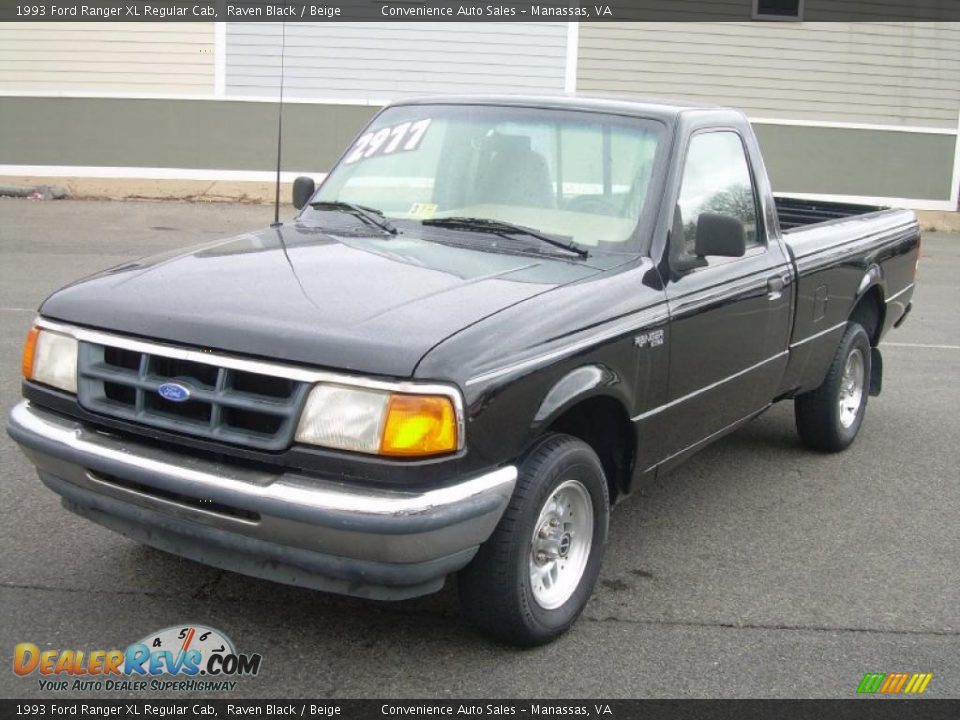 1993 Ford Ranger XL Regular Cab Raven Black / Beige Photo #4