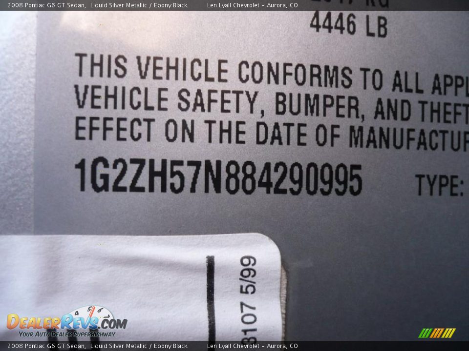 2008 Pontiac G6 GT Sedan Liquid Silver Metallic / Ebony Black Photo #29