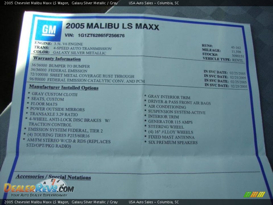 2005 Chevrolet Malibu Maxx LS Wagon Galaxy Silver Metallic / Gray Photo #34
