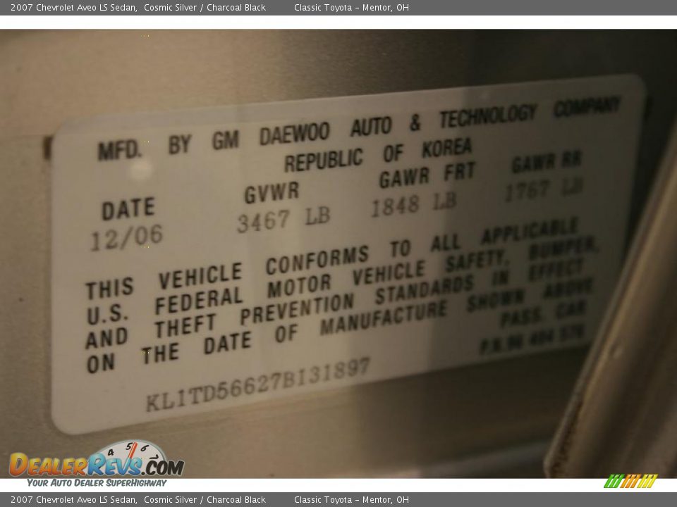 2007 Chevrolet Aveo LS Sedan Cosmic Silver / Charcoal Black Photo #21