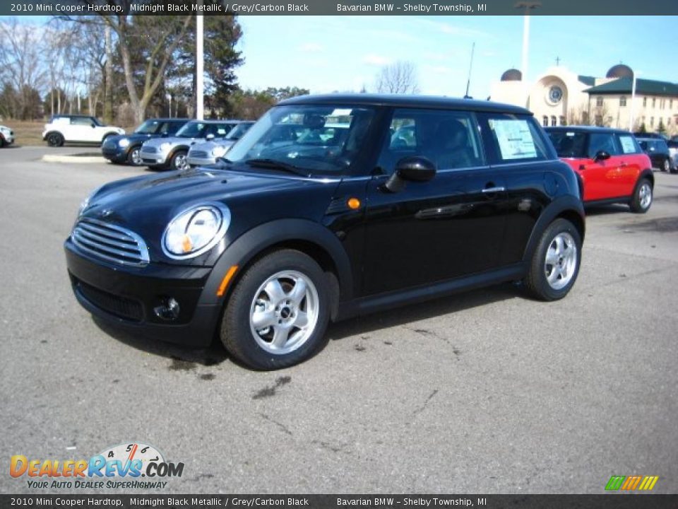 2010 Mini Cooper Hardtop Midnight Black Metallic / Grey/Carbon Black Photo #1