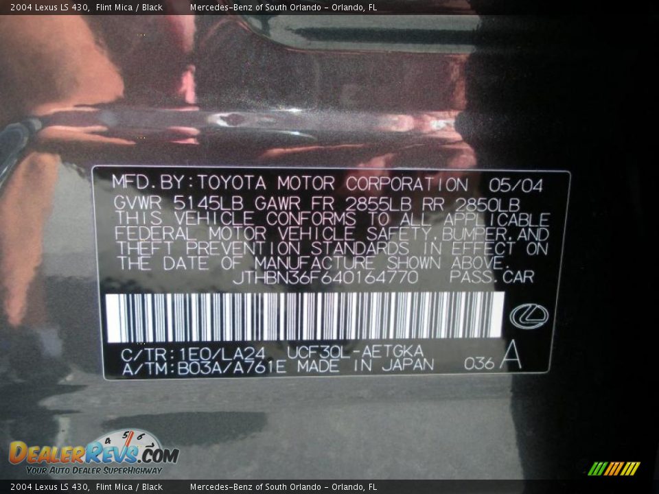 2004 Lexus LS 430 Flint Mica / Black Photo #25