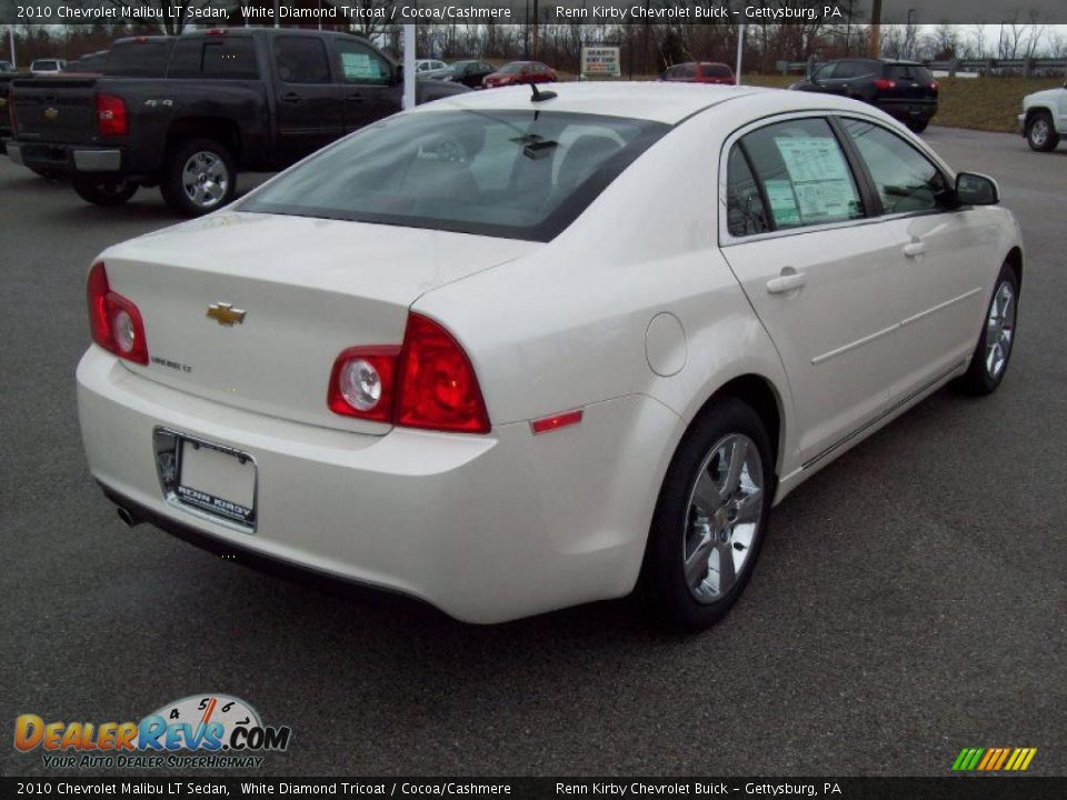 2010 Chevrolet Malibu LT Sedan White Diamond Tricoat / Cocoa/Cashmere Photo #3