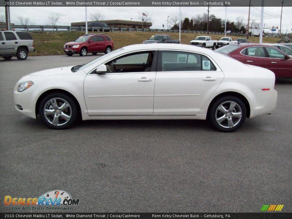 2010 Chevrolet Malibu LT Sedan White Diamond Tricoat / Cocoa/Cashmere Photo #6