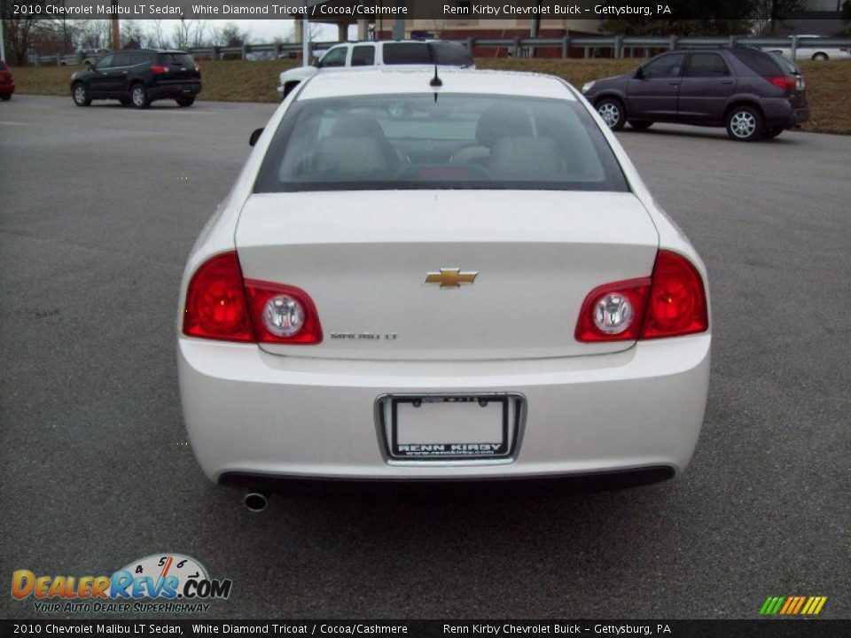 2010 Chevrolet Malibu LT Sedan White Diamond Tricoat / Cocoa/Cashmere Photo #7