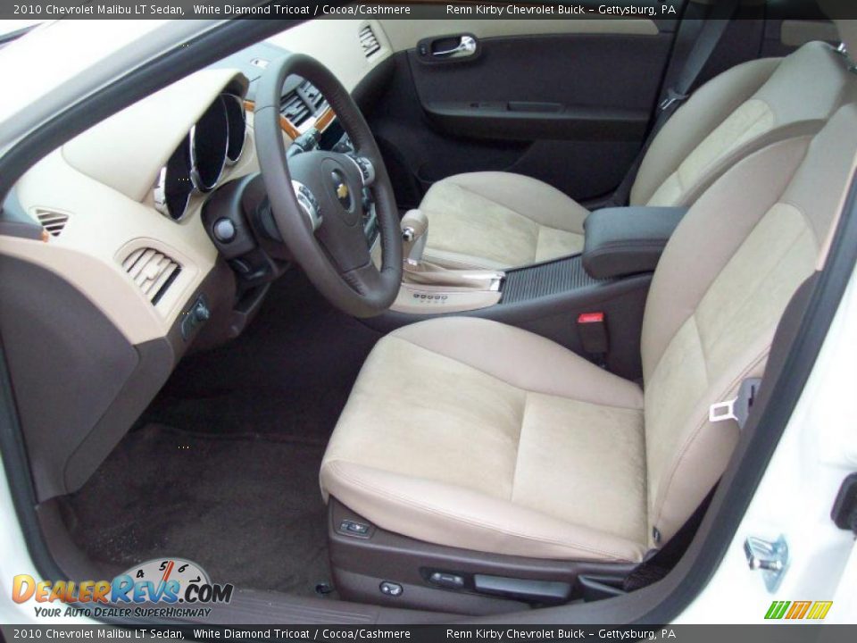 2010 Chevrolet Malibu LT Sedan White Diamond Tricoat / Cocoa/Cashmere Photo #14
