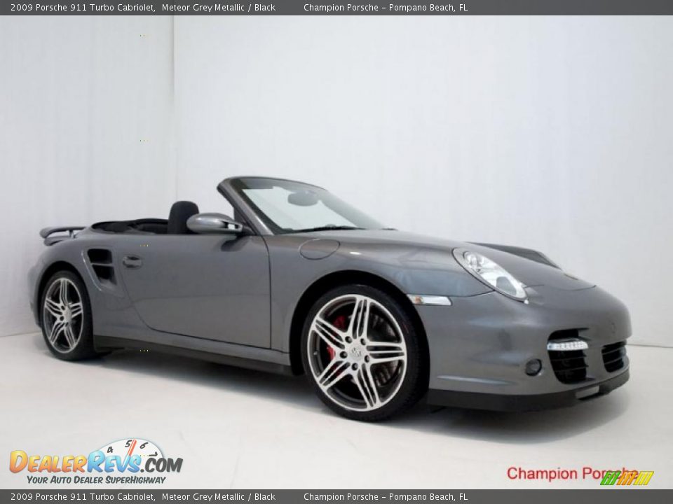 2009 Porsche 911 Turbo Cabriolet Meteor Grey Metallic / Black Photo #2