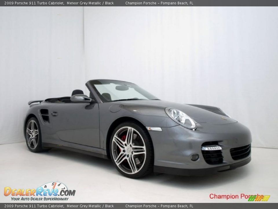 2009 Porsche 911 Turbo Cabriolet Meteor Grey Metallic / Black Photo #24