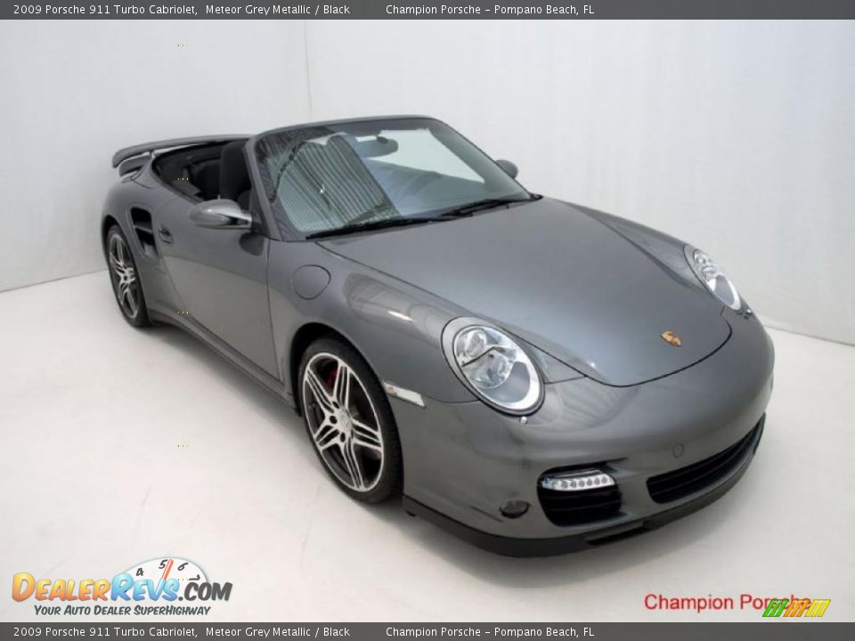 2009 Porsche 911 Turbo Cabriolet Meteor Grey Metallic / Black Photo #25