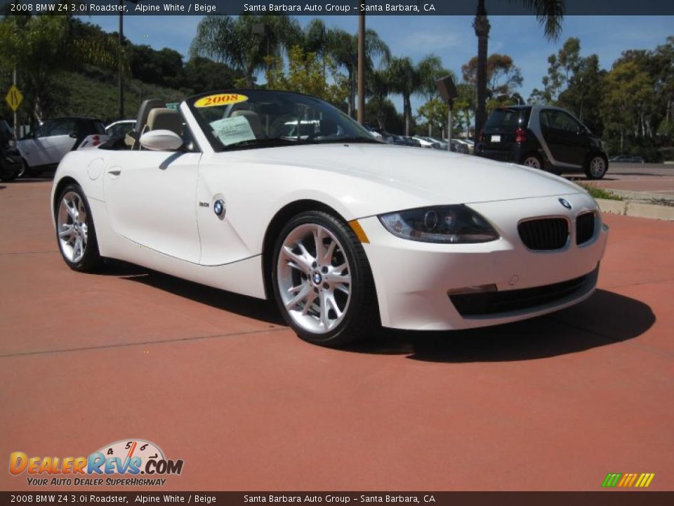 2008 BMW Z4 3.0i Roadster Alpine White / Beige Photo #2