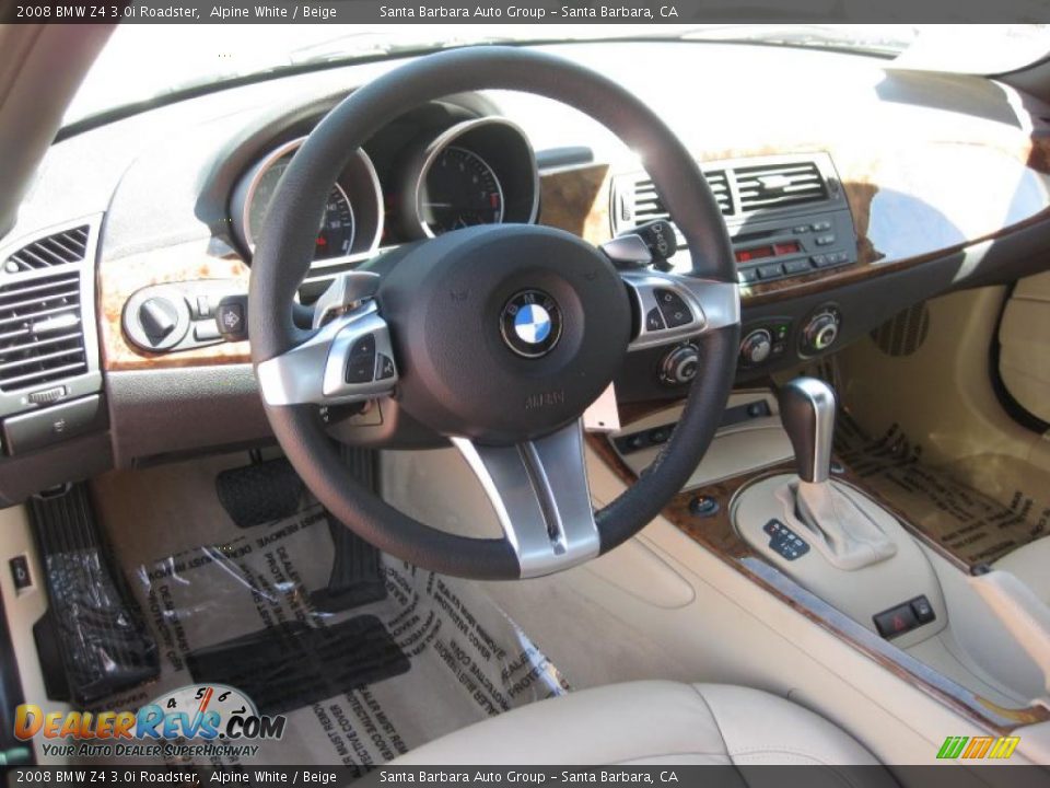 2008 BMW Z4 3.0i Roadster Alpine White / Beige Photo #13