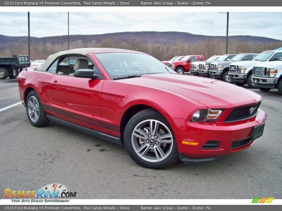 2010 Ford Mustang V6 Premium Convertible Red Candy Metallic / Stone Photo #27