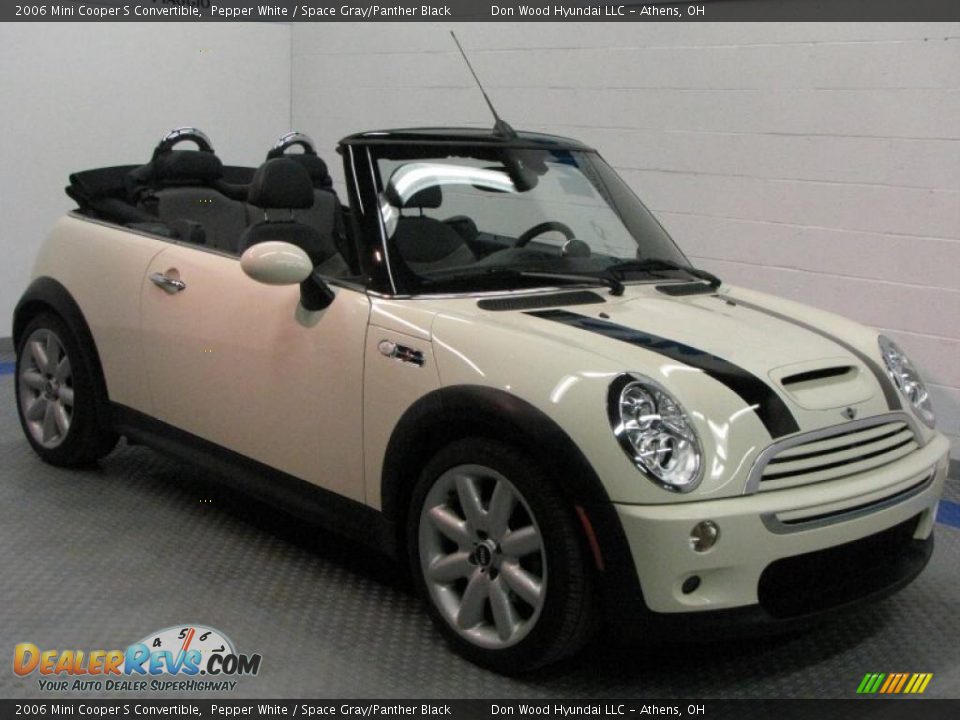 2006 Mini Cooper S Convertible Pepper White / Space Gray/Panther Black Photo #2