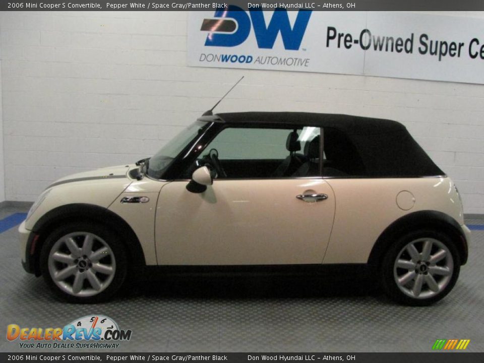 2006 Mini Cooper S Convertible Pepper White / Space Gray/Panther Black Photo #6