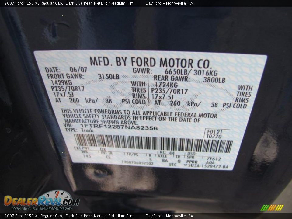 2007 Ford F150 XL Regular Cab Dark Blue Pearl Metallic / Medium Flint Photo #14