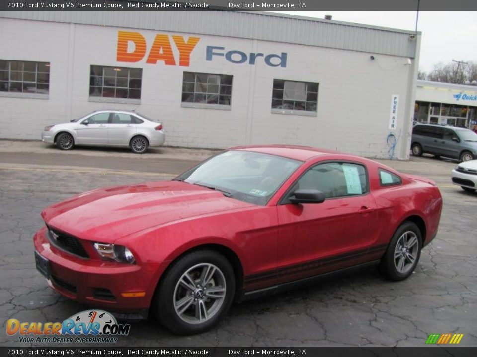 2010 Ford Mustang V6 Premium Coupe Red Candy Metallic / Saddle Photo #1