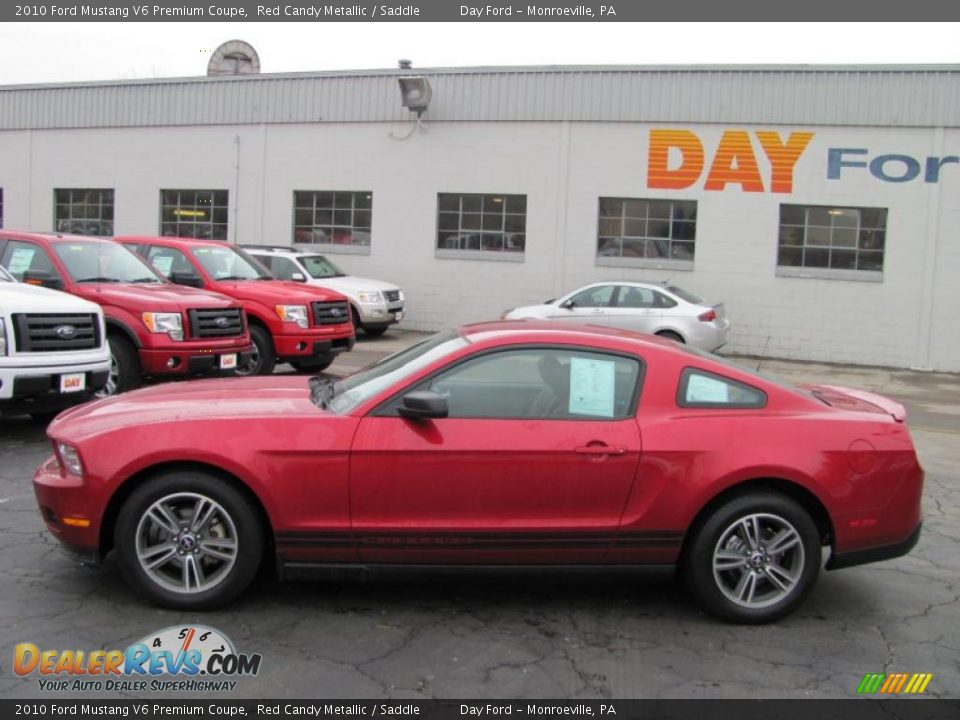 2010 Ford Mustang V6 Premium Coupe Red Candy Metallic / Saddle Photo #2