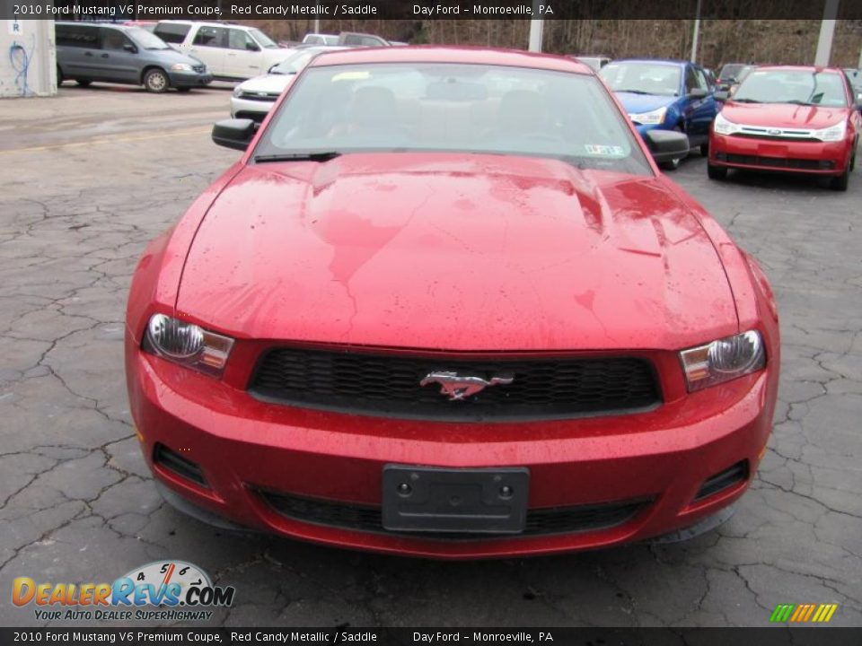 2010 Ford Mustang V6 Premium Coupe Red Candy Metallic / Saddle Photo #4