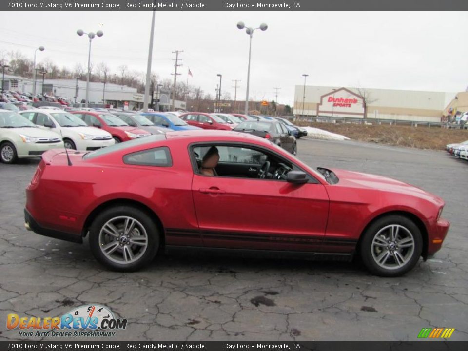 2010 Ford Mustang V6 Premium Coupe Red Candy Metallic / Saddle Photo #6