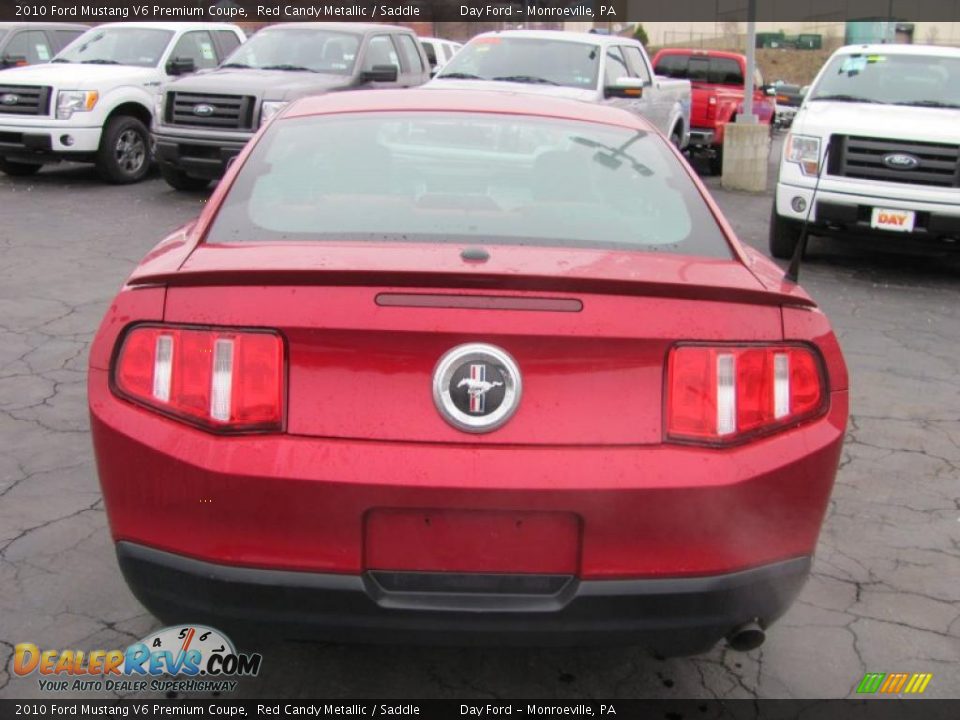 2010 Ford Mustang V6 Premium Coupe Red Candy Metallic / Saddle Photo #7