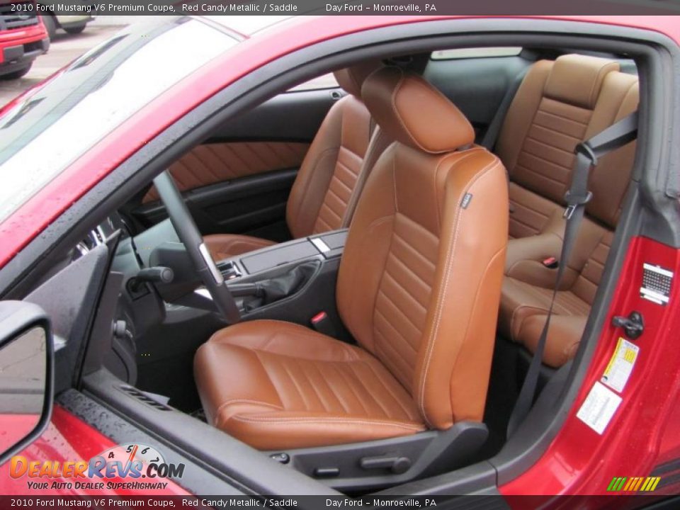 2010 Ford Mustang V6 Premium Coupe Red Candy Metallic / Saddle Photo #8