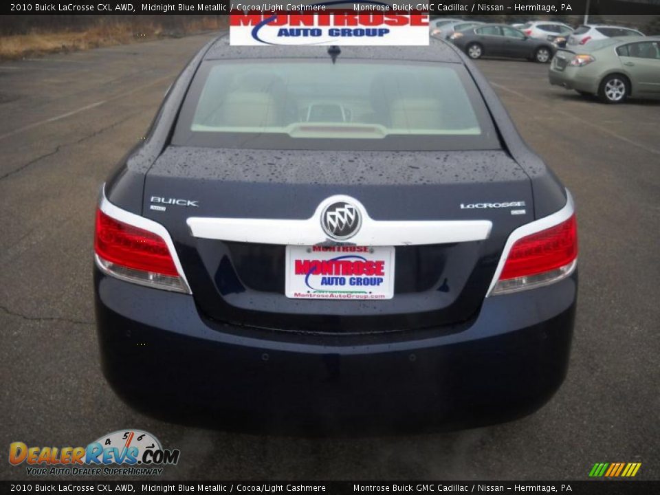 2010 Buick LaCrosse CXL AWD Midnight Blue Metallic / Cocoa/Light Cashmere Photo #4