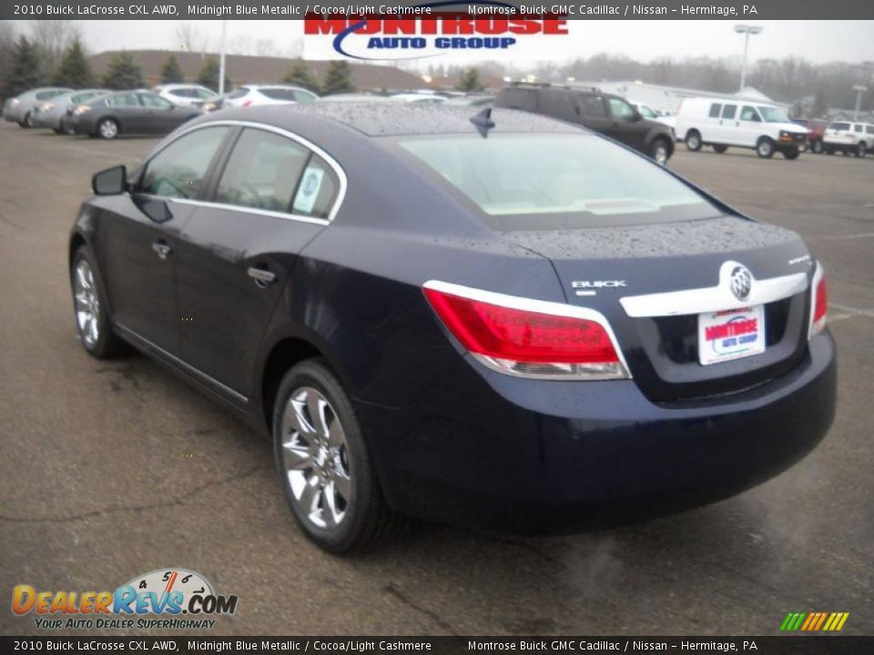 2010 Buick LaCrosse CXL AWD Midnight Blue Metallic / Cocoa/Light Cashmere Photo #5