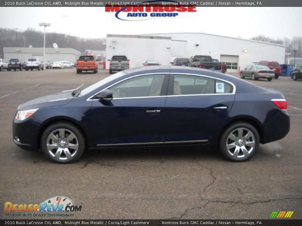 2010 Buick LaCrosse CXL AWD Midnight Blue Metallic / Cocoa/Light Cashmere Photo #7
