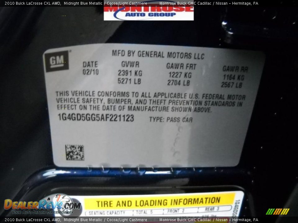 2010 Buick LaCrosse CXL AWD Midnight Blue Metallic / Cocoa/Light Cashmere Photo #11