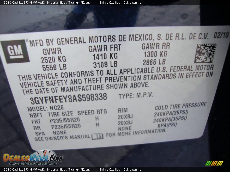 2010 Cadillac SRX 4 V6 AWD Imperial Blue / Titanium/Ebony Photo #14