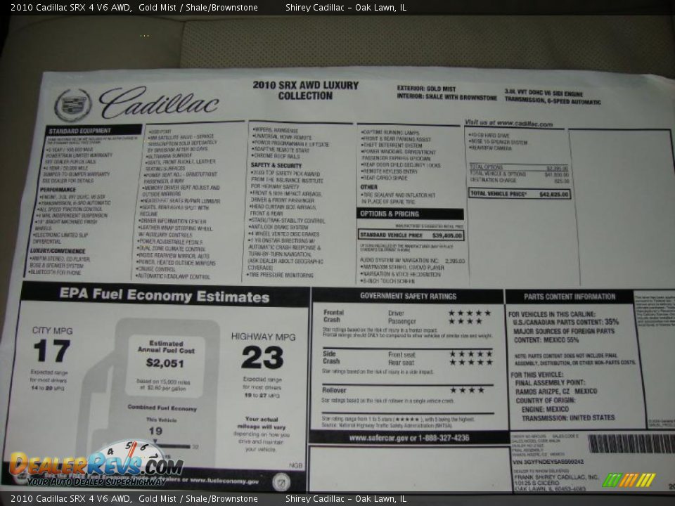 2010 Cadillac SRX 4 V6 AWD Gold Mist / Shale/Brownstone Photo #8