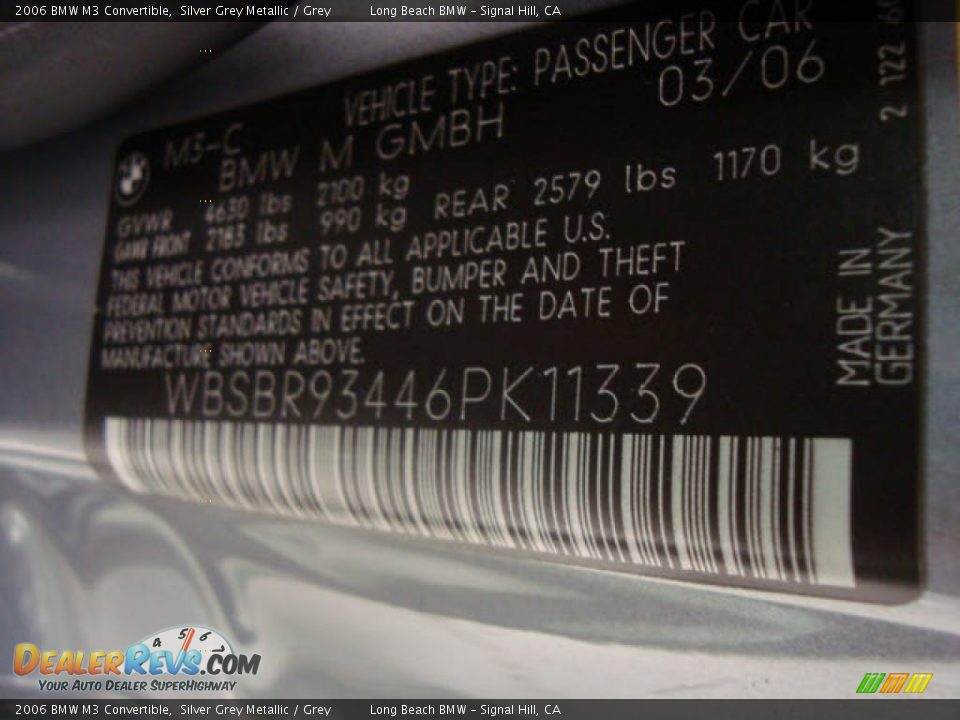 2006 BMW M3 Convertible Silver Grey Metallic / Grey Photo #12