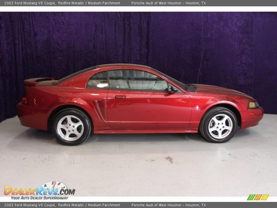 2003 Ford Mustang V6 Coupe Redfire Metallic / Medium Parchment Photo #2