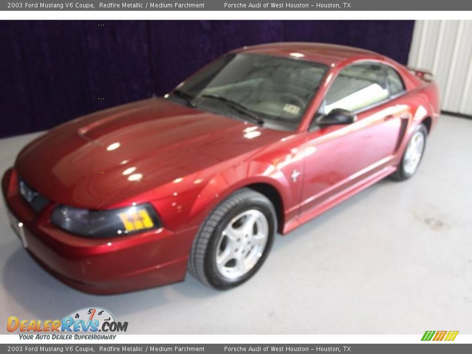 2003 Ford Mustang V6 Coupe Redfire Metallic / Medium Parchment Photo #3