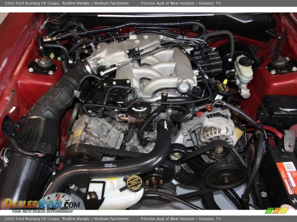 2003 Ford Mustang V6 Coupe Redfire Metallic / Medium Parchment Photo #15